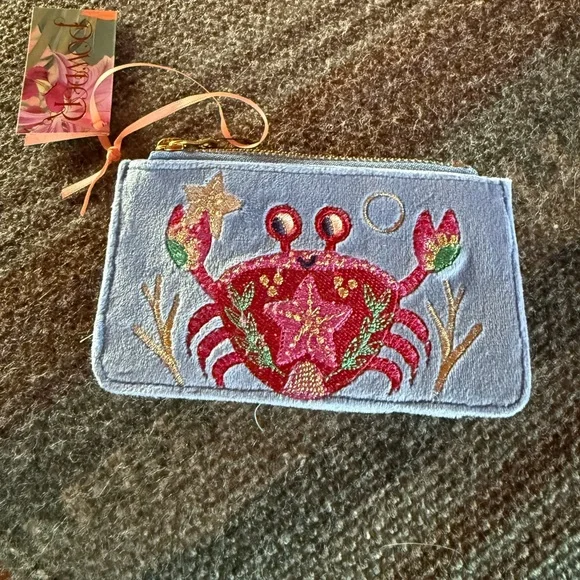 Colorful Crab Embroidered Card Holder - Picture 1 of 4